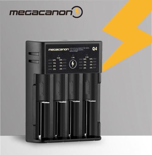 메가캐논 Q4 4구 올인원 멀티 고속충전기 18650 26650 21700 MEGACANON KC