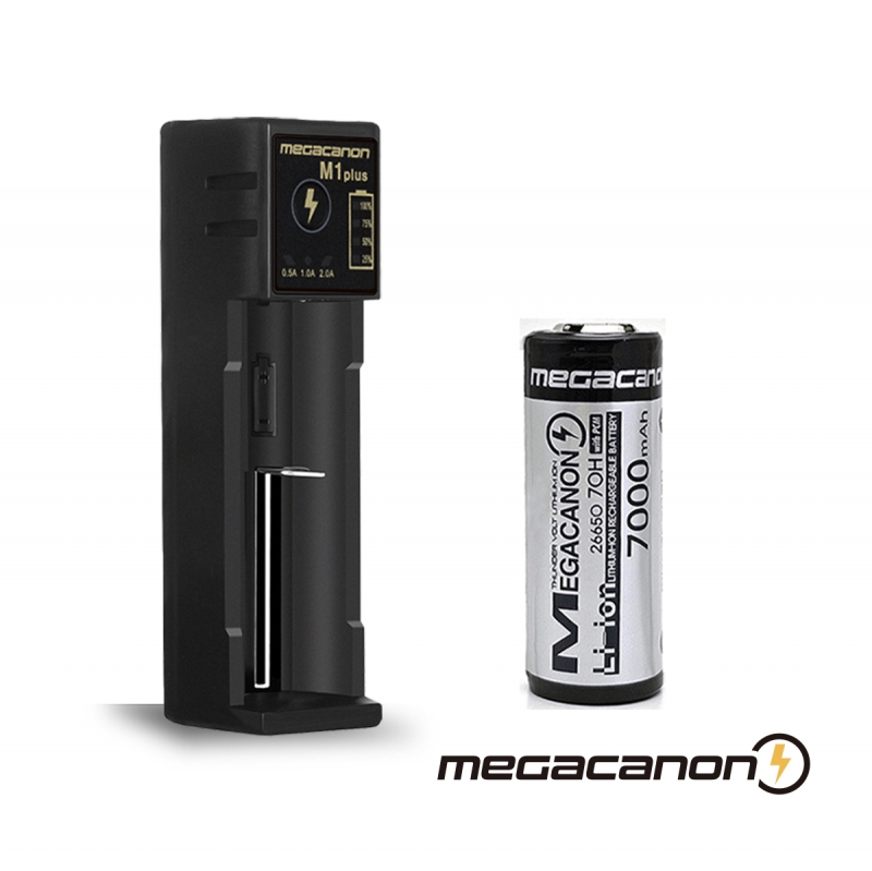 메가캐논 M1-PLUS 1개 + 26650 7000mAh 1개 세트상품 MEGACANON 7000 대용량 KC