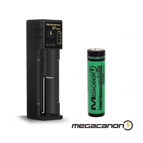 메가캐논 M1-PLUS 1개 + LG셀 18650-MJ1 1개  3500mAh 세트상품 MEGACANON 3500 대용량 KC