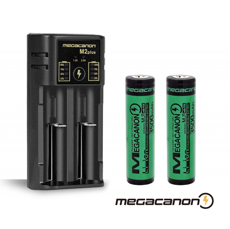 메가캐논 M2-PLUS 1개 + LG셀 18650-MJ1 2개  3500mAh  세트상품 MEGACANON 3500 대용량 KC